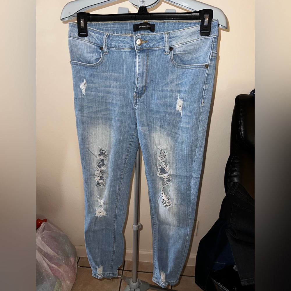 Distressed Light Blue Jeans
